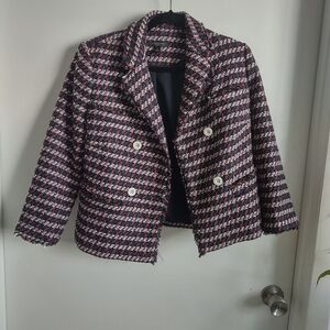 Ann Taylor Tweed Blazer - Black, White, Red
